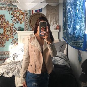 Two- toned fake leather jacket